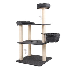 i.Pet 132cm Multi Level Cat Scratching Tree Post - Grey - JUST Hammocks