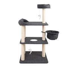 i.Pet 132cm Multi Level Cat Scratching Tree Post - Grey - JUST Hammocks