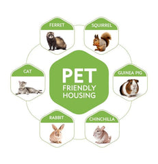 Petscene Multi-Tier Cat Cage Portable Pet Enclosure Wire Crate with 6 Wheels - JUST Hammocks