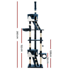 i.Pet 260cm Multi Level Cat Scratching Post - Blue - JUST Hammocks