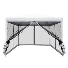 Instahut Gazebo Pop Up Marquee 3x3 Wedding Side Mesh Wall Outdoor Gazebos White