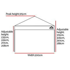 Instahut Gazebo Pop Up Marquee 3x3 Outdoor Wedding Base Pod Kit White