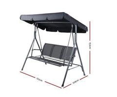 Swing Chair Outdoor Furniture Hanging Chairs Hammock 3 Seater Canopy Garden Bench Seat Patio Gardeon Lounger Cushion Backyard Park Black