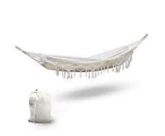 Gardeon Hanging Tassel Hammock Swing Bed Cream (Without A Stand) - JUST Hammocks
