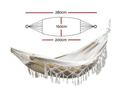 Gardeon Hanging Tassel Hammock Swing Bed Cream (Without A Stand) - JUST Hammocks