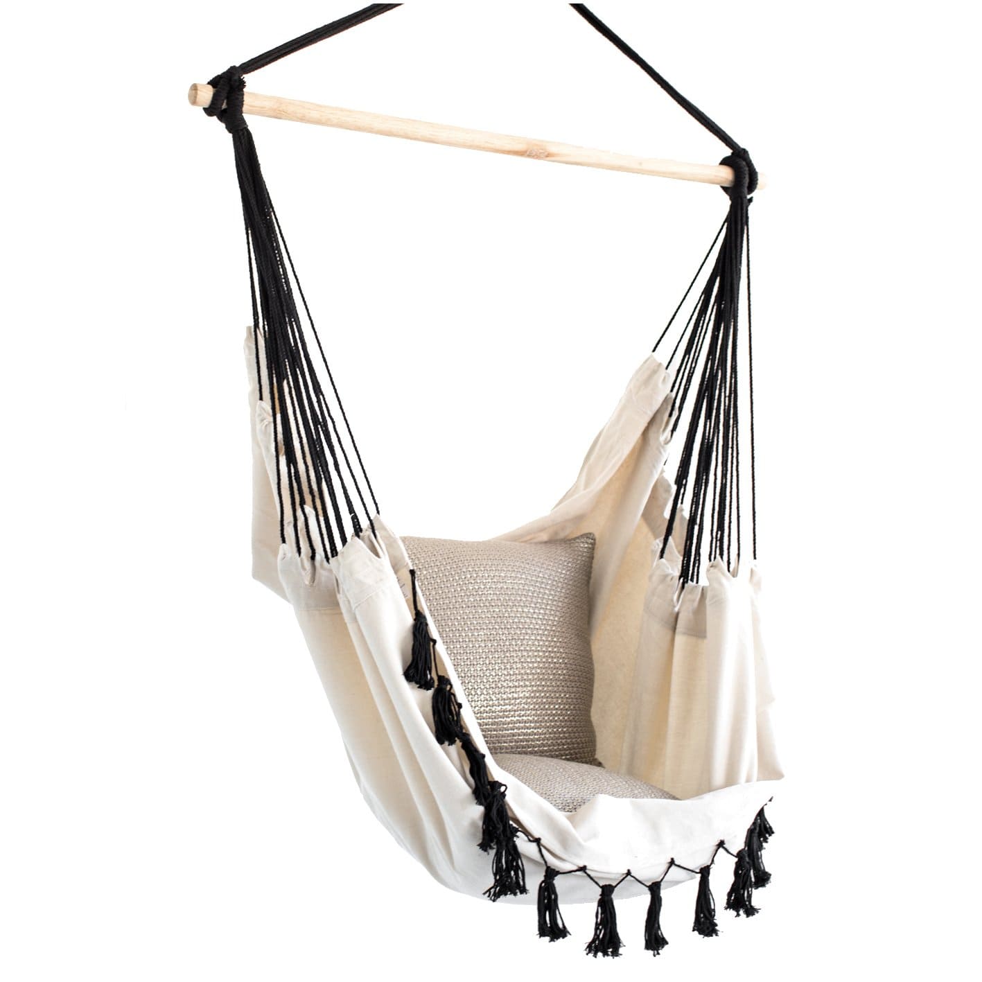 Cream Swing Chair with Black Rope - JUST Hammocks