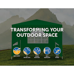 3x3m Gazebo Outdoor Marquee Tent Canopy Green