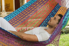 Deluxe Outdoor Cotton Mexican Hammock  in Colorina Colour - JUST Hammocks