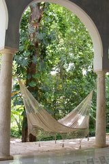 Deluxe Outdoor Cotton Mexican Hammock  in Cream Colour Queen Size - JUST Hammocks