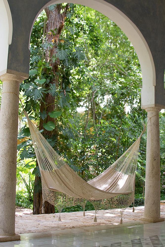 Deluxe Outdoor Cotton Mexican Hammock in Cream Colour King Size - JUST Hammocks