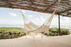 Deluxe Outdoor Cotton Mexican Hammock in Cream Colour King Size - JUST Hammocks