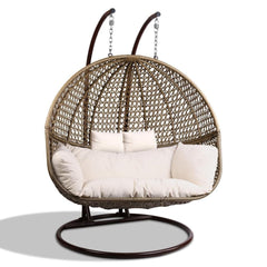 Gardeon Outdoor Double Hanging Swing Chair - Brown - JUST Hammocks
