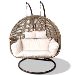 Gardeon Outdoor Double Hanging Swing Chair - Brown - JUST Hammocks