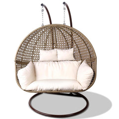 Gardeon Outdoor Double Hanging Swing Chair - Brown - JUST Hammocks