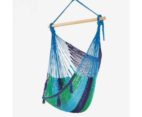Extra Large Mexican Hammock Chair in Outdoor Cotton Colour Caribe - JUST Hammocks
