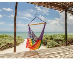 Extra Large Mexican Hammock Chair in Outdoor Cotton Colour Rainbow - JUST Hammocks