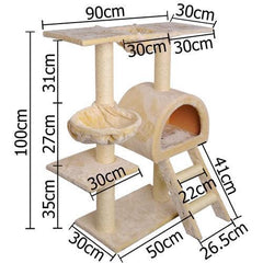 i.Pet 100cm Multi Level Cat Scratching Post - Beige - JUST Hammocks