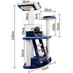 i.Pet 120cm Cat Scratching Tree - Blue & White - JUST Hammocks