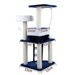 i.Pet 120cm Cat Scratching Tree - Blue & White - JUST Hammocks