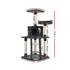 i.Pet Cat Tree Trees Scratching Post Scratcher Tower Condo House Furniture Wood Grey - JUST Hammocks