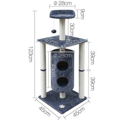 123cm Multi Level Cat Scratching Post - Grey - JUST Hammocks