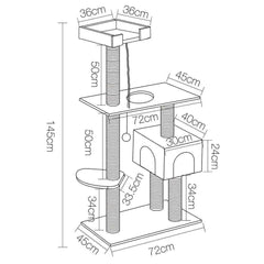 i.Pet 145cm Cat Scratching Post - Grey - JUST Hammocks