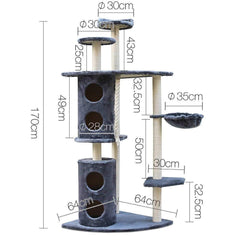 170cm Multi Level Cat Scratching Post - Grey - JUST Hammocks