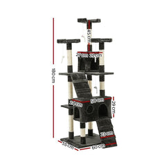 i.Pet 180cm Multi Level Cat Scratching Post - Grey - JUST Hammocks