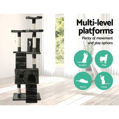 i.Pet 180cm Multi Level Cat Scratching Post - Grey - JUST Hammocks