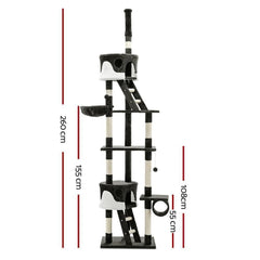 i.Pet 260cm Multi Level Cat Scratching Post - Grey - JUST Hammocks