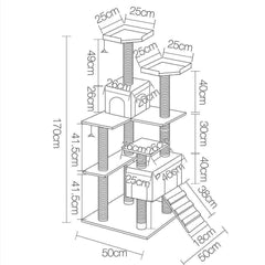 i.Pet 7 Level Cat Scratching Post - Grey - JUST Hammocks