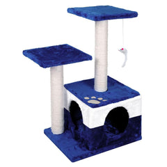 70cm Cat Scracthing Tree - Blue & white - JUST Hammocks