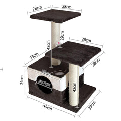 70cm Cat Scratching Tree Gym Post - White and Dark Grey - JUST Hammocks