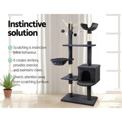 i.Pet Cat Tree Trees Scratching Post Scratcher Toys Condo House Furniture Wood - JUST Hammocks