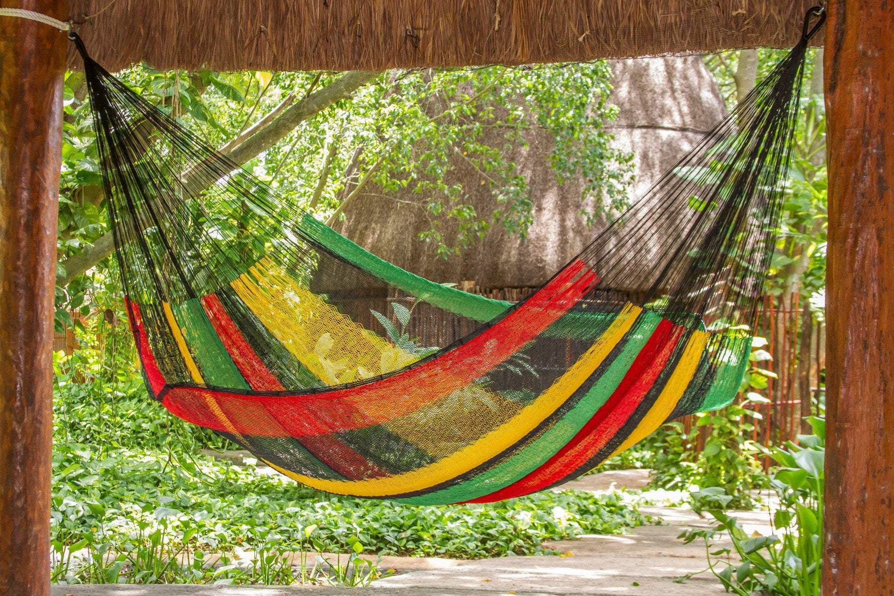 Jumbo Size Cotton Hammock in Rasta - JUST Hammocks
