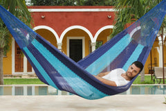 King Size Outdoor Cotton Hammock in Caribean Blue - JUST Hammocks
