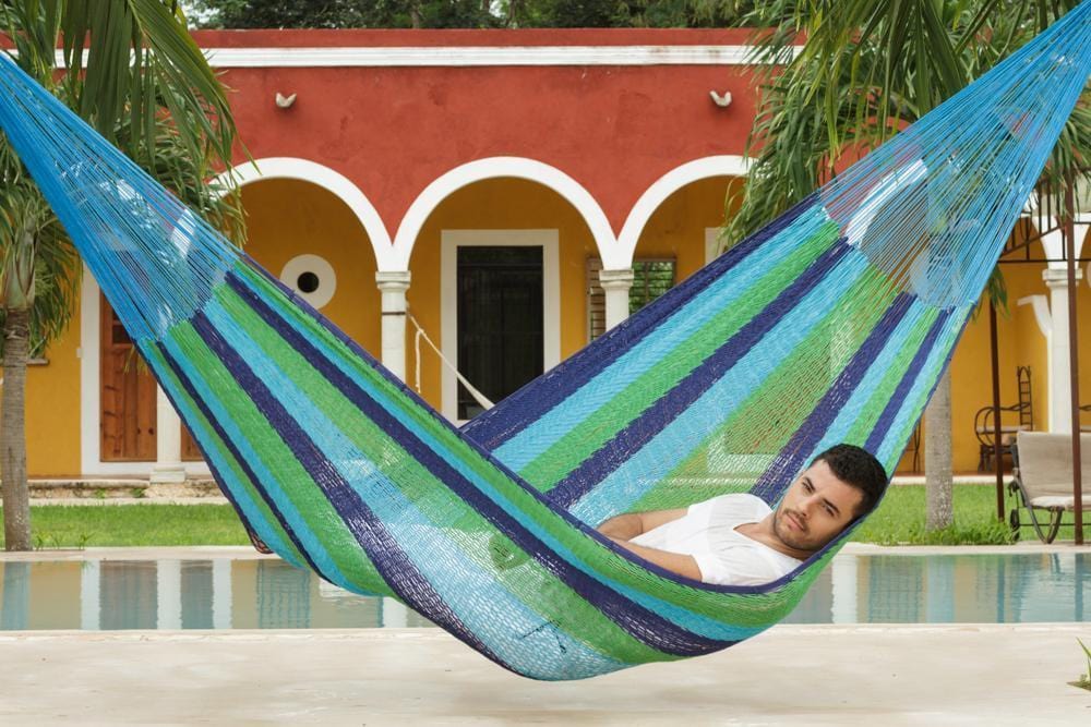 King Size Outdoor Cotton Hammock in Oceanica - JUST Hammocks