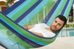 King Size Outdoor Cotton Hammock in Oceanica - JUST Hammocks