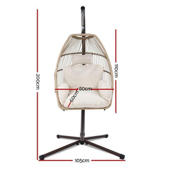 Gardeon Outdoor Furniture Egg Hanging Swing Chair Stand Wicker Rattan Hammock - JUST Hammocks