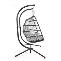 Gardeon Outdoor Furniture Hanging Swing Chair Egg Hammock Pod Wicker 2 Person Grey - JUST Hammocks