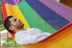 Queen Size Cotton Hammock in Rainbow - JUST Hammocks