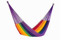 Queen Size Outdoor Cotton Hammock in Rainbow - JUST Hammocks