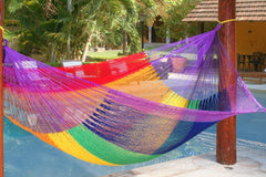 Queen Size Outdoor Cotton Hammock in Rainbow - JUST Hammocks