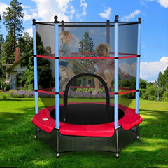 Upgrade 4.5ft Trampoline Kids Round Trampolines Enclosure Safety Net Outdoor