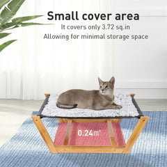 Summer Winter Cat Hammock Bed Bamboo Frame Swing Hanging Cradle w/ Plush Blanket - JUST Hammocks
