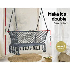 Gardeon Hammock Chair Patio 2 Person Swing Camping Hammocks Indoor Portable Grey - JUST Hammocks