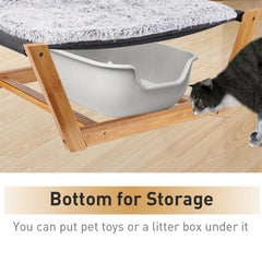Summer Winter Cat Hammock Bed Bamboo Frame Swing Hanging Cradle w/ Plush Blanket - JUST Hammocks