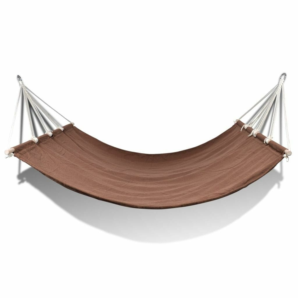 Hammock with Bar 210x150 Outdoor Camping Swing Sunbed Chair Cream/Brown - JUST Hammocks