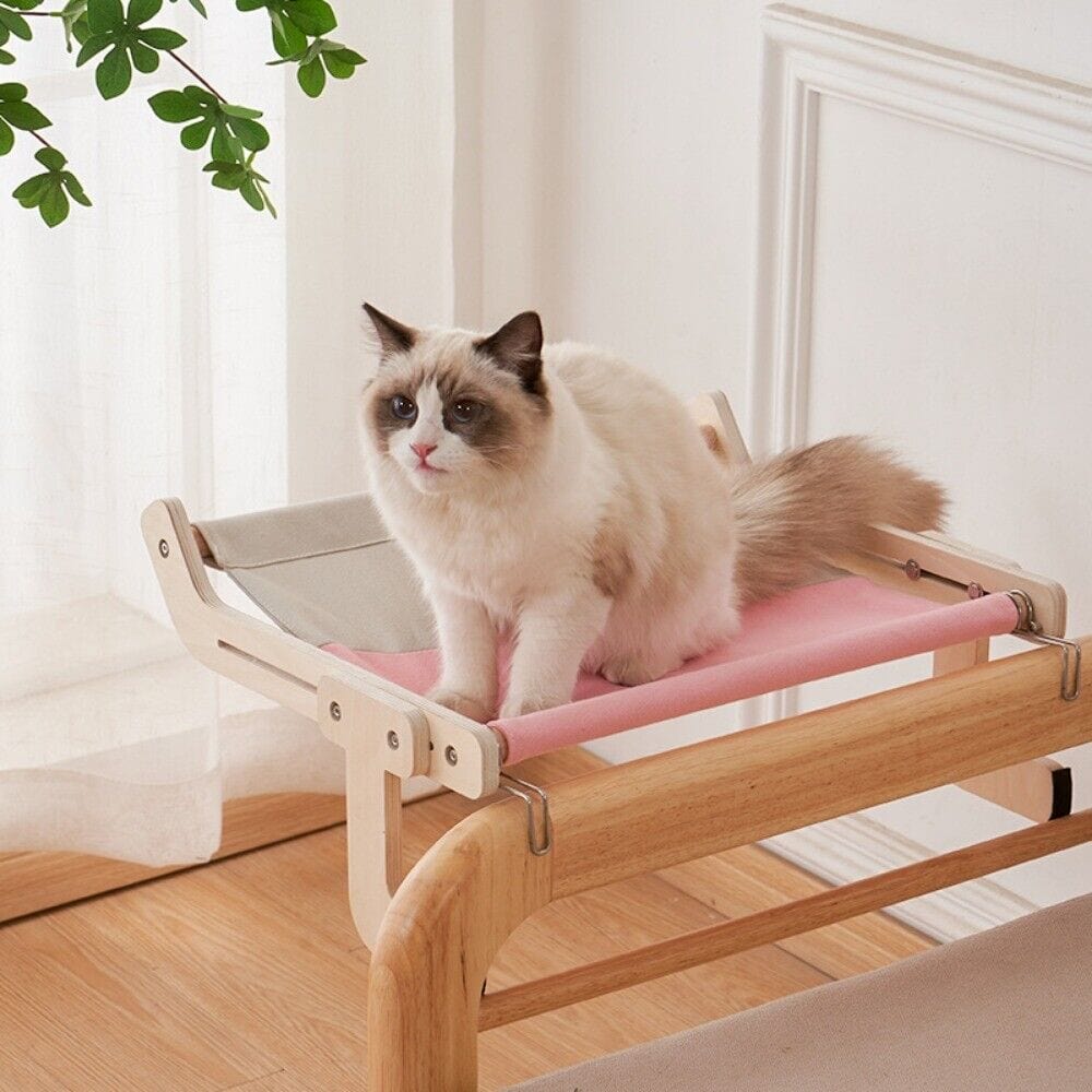 Pet Cat Window Hammock Perch Wooden Hanging Bed Durable Seat Hanging