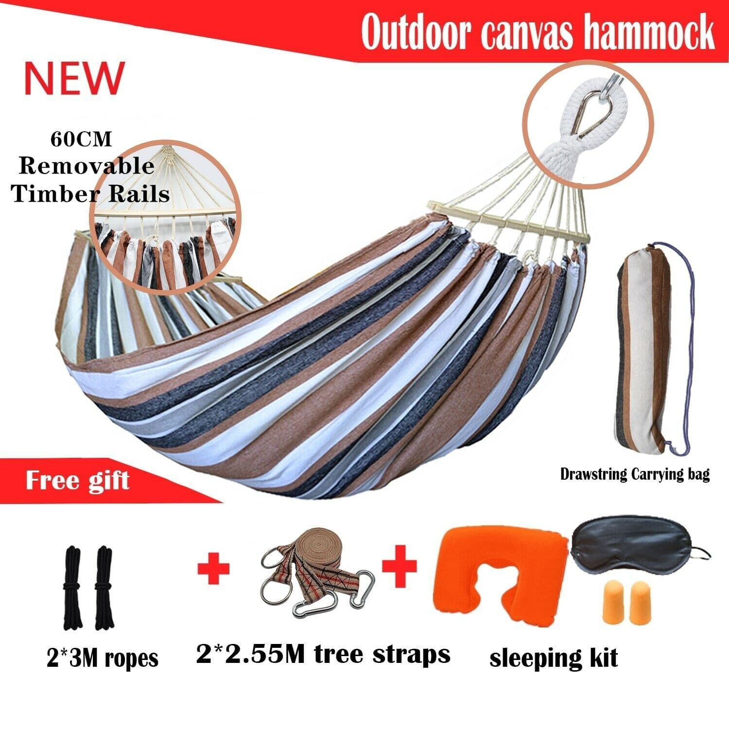 320KG Double Hanging Hammock Outdoor Garden Travel Beach Swinging Bed Camping - JUST Hammocks